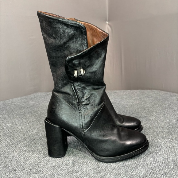 AS 98 Shoes - AS 98 Boots Women’s 9.5 Airstep Italian Zipper Boho Leather Heels Moto Black